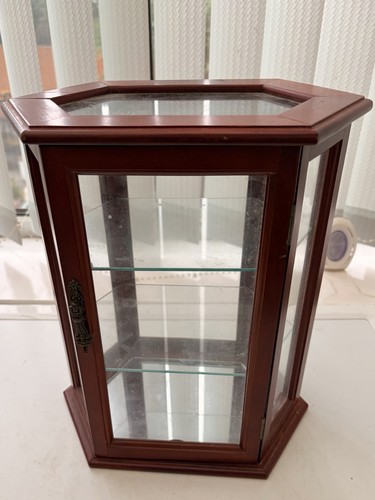 Vintage glass wood table top - &,