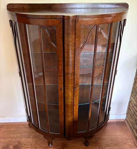 Curved wood glass display - wood,