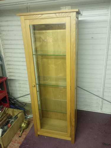 Oak display cabinet with glass - oak,