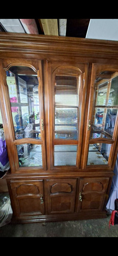 Brown wood glass display - brown,