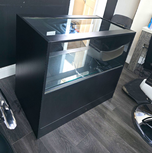 Black glass display cabinet - black,