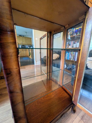 Wood glass display cabinet - glass,