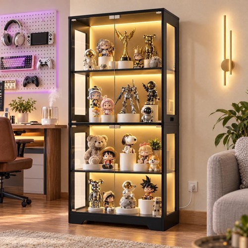 165cm glass display cabinets - 165cm,