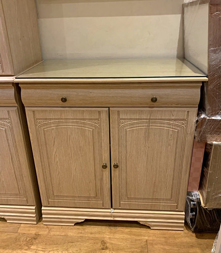 Beige oak display cabinet - display,