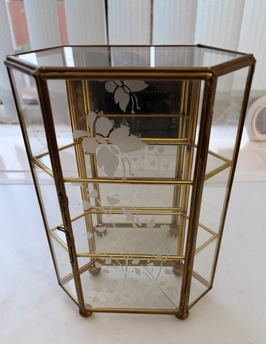 Vintage brass glass - glass, mirrored