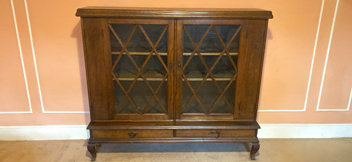 Antique wood glass display - wood, &