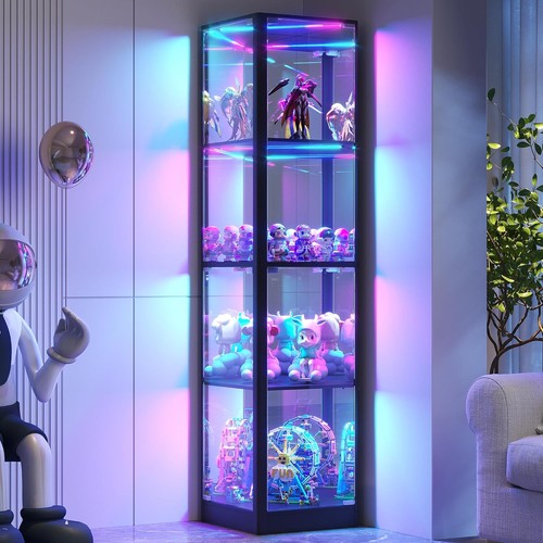 Glass display cabinet with - glass, rgb