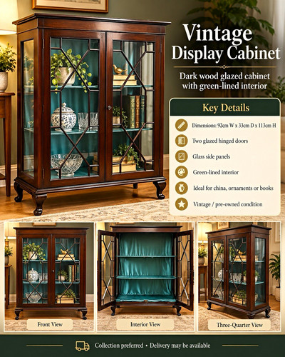 Vintage dark wood glass - dark,