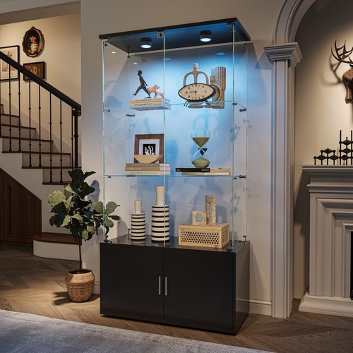 Glass display cabinet with led - glass,