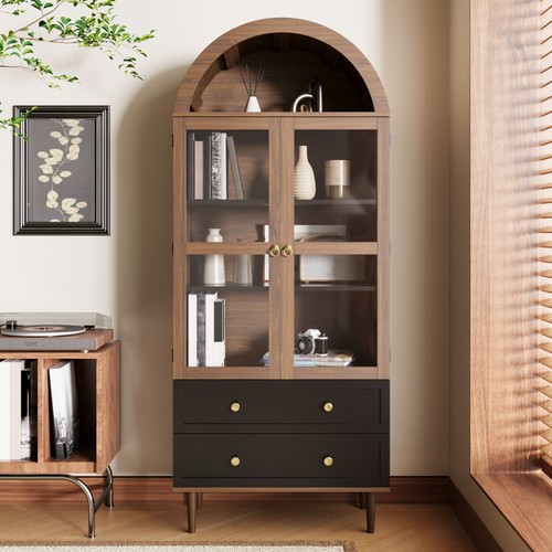Arched glass display cabinet - arched,