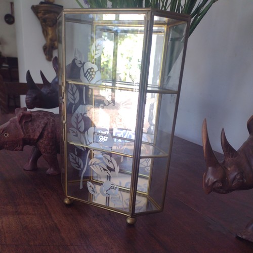 Glass brass small display - glass/brass,
