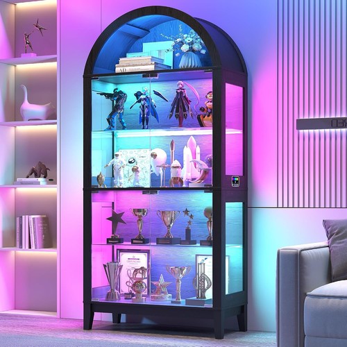 Arched glass curio display - arched,